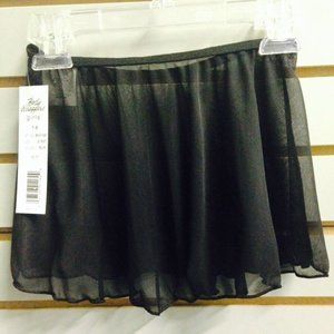 2 Pack Body Wrappers BW198 Girl's Small/Medium Black Chiffon Pull-On Skirt